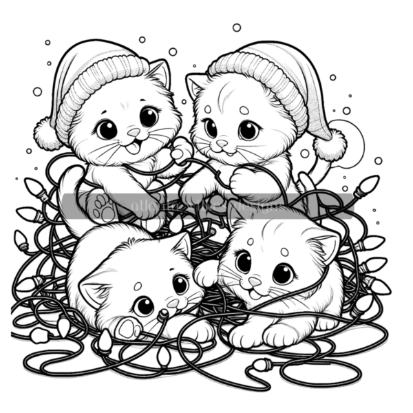 Christmas Kittens Coloring Book Download - Image 5