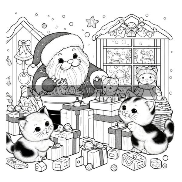 Christmas Kittens Coloring Book Download - Image 3