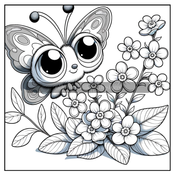 Butterflies & Flowers Coloring Book Download - Image 8