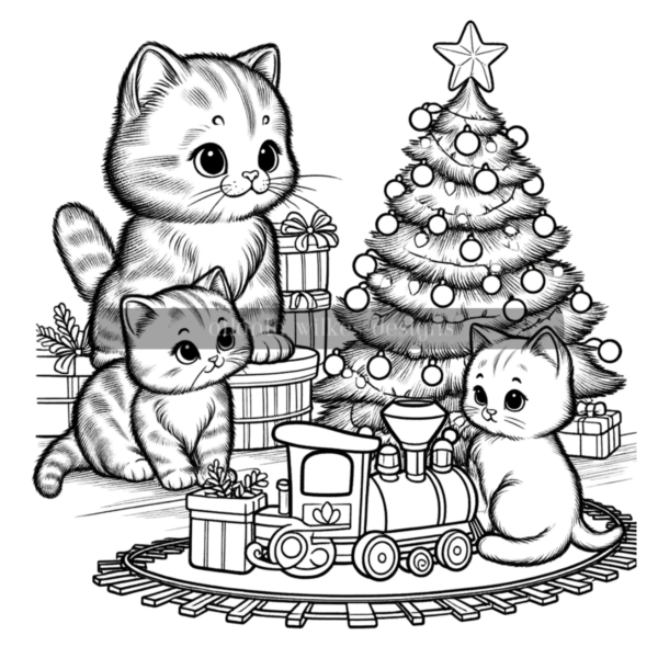 Christmas Kittens Coloring Book Download - Image 6