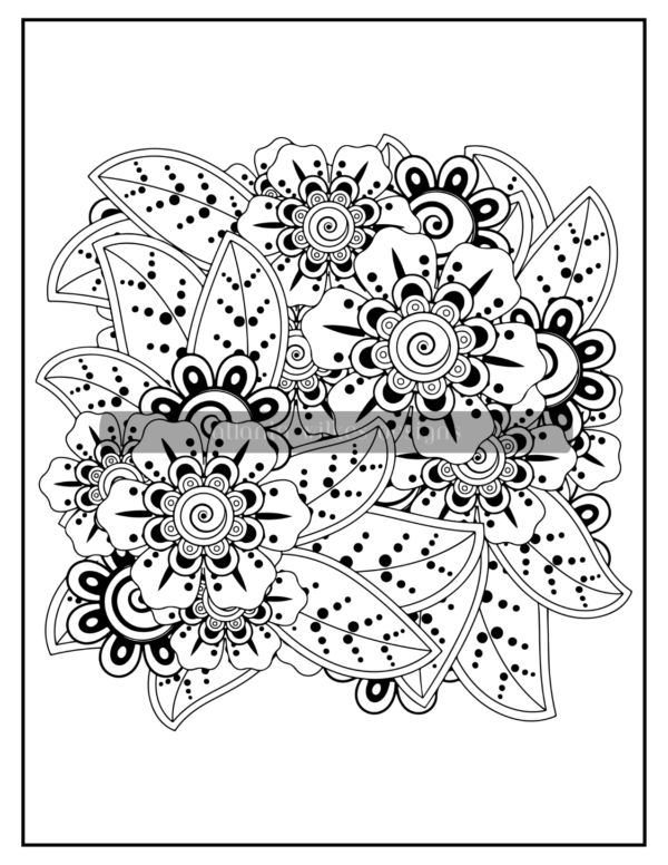 Flower Doodle Coloring Book Download - Image 10