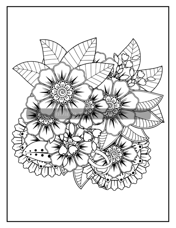 Flower Doodle Coloring Book Download - Image 4