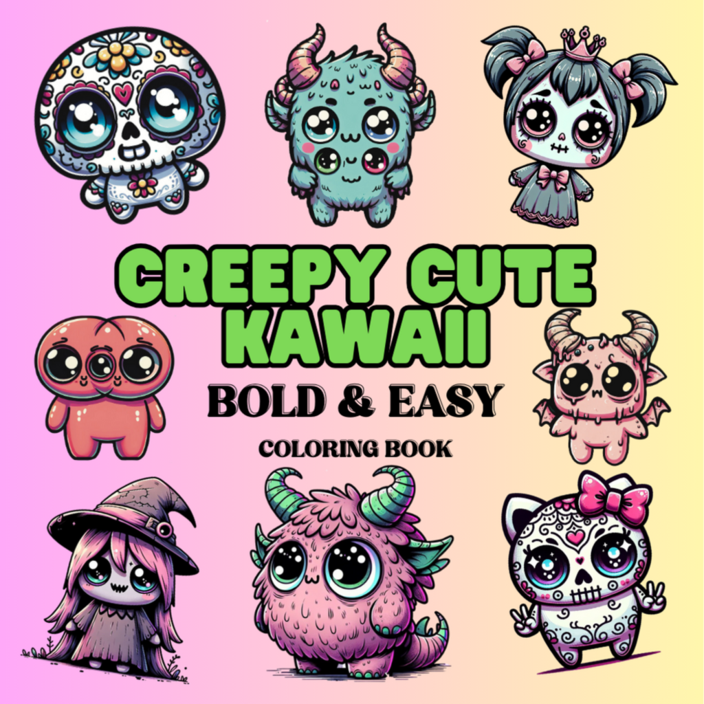 Creepy Cute Kawaii Bold and Easy Digital Download Coloring Book ...