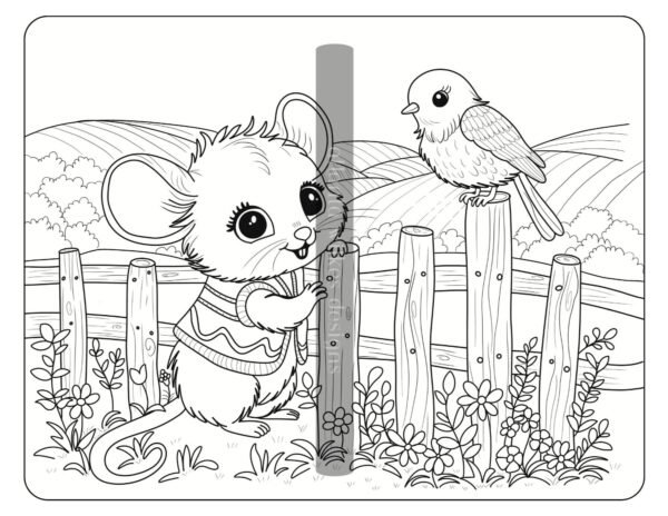 Farmer Mouse Digital Download Coloring Book - Image 7