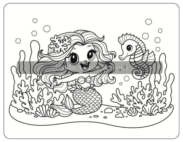 Mermaid Digital Download Coloring Book - Image 19