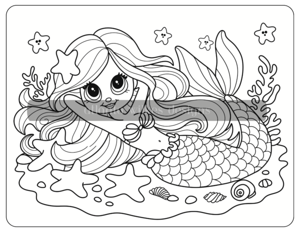 Mermaid Digital Download Coloring Book - Image 26