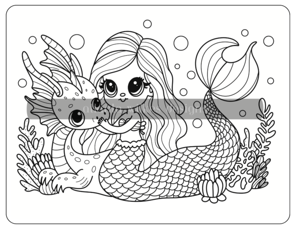 Mermaid Digital Download Coloring Book - Image 11