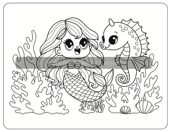 Mermaid Digital Download Coloring Book - Image 12