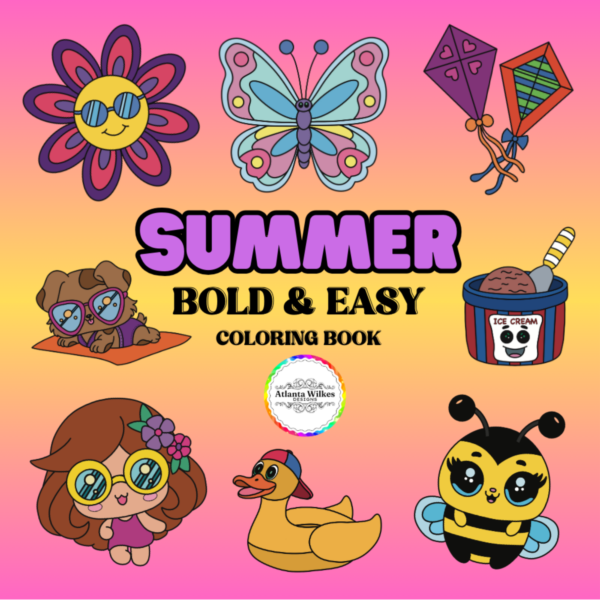 Summer Bold and Easy Digital Download Coloring Book