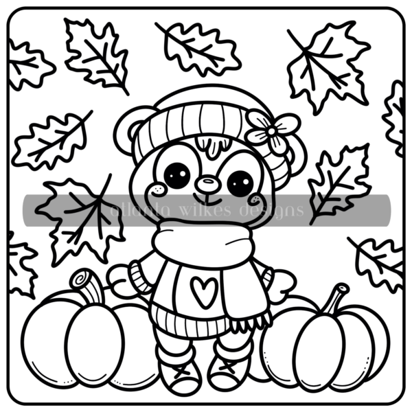 Autumn Whimsy Bold and Simple Coloring Book Mini Bundle Digital Download Pack - Image 7